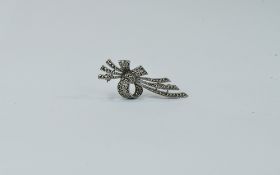 A 1930's Silver And Marcasite Brooch, Marked Silver, 2.