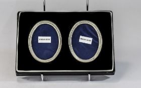 A Modern Pair Of Silver Oval Shaped Bedside Photo Frames, Hallmark Birmingham 1999, Boxed,
