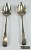William IV Pair Of Silver Table Spoons, Hallmark London 1832, Makers Mark W.