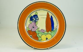 Clarice Cliff Hand Painted Cabinet Plate. c.1930's. 10 Inches Diameter.