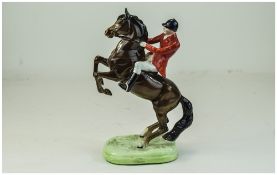 Beswick Horse and Rider Figure ' Huntsman on Rearing Horse ' 2nd Version.