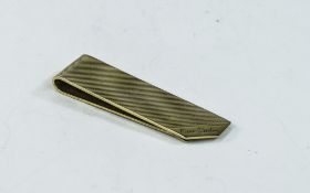 Pierre Cardin Signed Silver Gilt Tie Clip, Fully Hallmarked, 2" In Length,