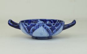 James Macintyre Florian ware Twin Handle Bowl. c.1900-1902. Height 2 Inches, Diameter 7.5 Inches.