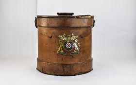 ENGLISH FIRE WATER BUCKET - 19th century leather coated wooden bucket with reinforced handle of the