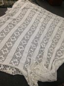 Very Large Heavy Textured Cream/White Crocheted Bed Cover,