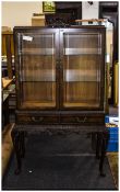 Early to Mid 20thC Display Cabinet, Glazed Doors And Sides Enclosing Two Glass Shelves,