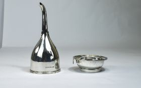 A Modern Scottish Two Part Silver Wine Funnel With Decanting Strainer, In George III Style, Approx.