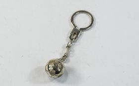 Modern Silver Football Key Ring. Fully Hallmarked and 925. As New Condition.