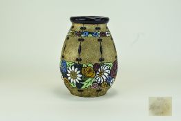 Amphora - Austria Jugenstil Ovoid Shaped Vase. c.1900-1905 with Applied Enamel, Decoration to Body.