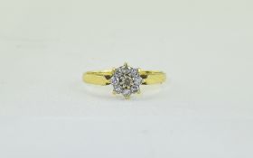 A Ladies 9ct Gold Diamond Cluster Ring, Flower head Setting.