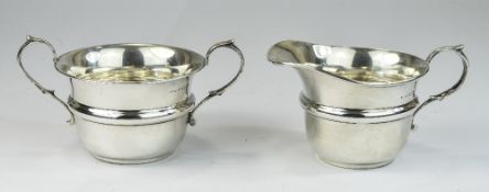 Art Deco Matching Silver Sugar Bowl And Milk Jug, Hallmark Birmingham 1931, Milk Jug 3" High,