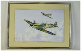 R Wells Framed And Glazed Watercolour Titled "Wing Man" Signed And Dated Bottom Right 13 x 20