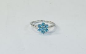 Paraiba Blue Topaz Floral Ring,