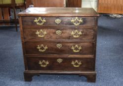 George III Chest Of 4 Drawers Of Small Proportions, 4 Graduating Long Drawers,