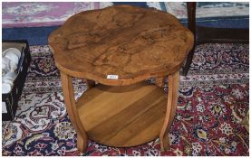 Early 20thC Walnut Coffee Table, Circular Lobed Top,