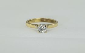 Gents Single Stone Diamond Ring, Modern Six Claw Mount Set With A Round Brilliant Cut Diamond, (7.