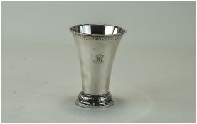 Swedish Silver Cup / Vase of Plain Form, Raised on Embossed Circular Base.