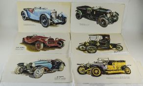 A Series of Eight Colour Vintage Motorcar Prints After Brian P.