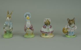 Beswick Beatrix Potter Figures 4 In Total, 1. Jemima Puddleduck, BP10A, 2. Peter Rabbit, BP10A, 3.