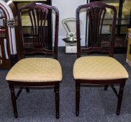 Two Modern Dining Chairs Mahogany Frames, Padded Seats,