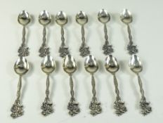 Swedish - Fine Set of 12 Flower head Sil