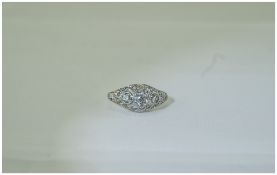 White Gold Diamond Cluster Ring Set With