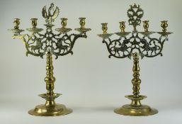 Matched Pair Of German Four Branch Brass
