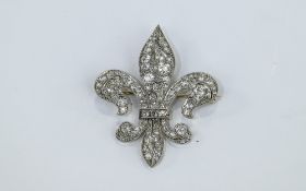 Early 20thC Diamond Fleur-De-Lis Brooch,