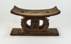 African Tribal Art Ashanti Carved wooden stool,bowed seat,