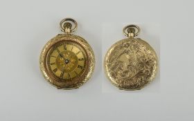 Antique - Fine 18ct Gold and Ornate Ladies Pocket Watch with a Beautiful Gold Circular Dial and