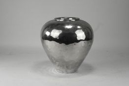 Modernist German Silvered Metal Vase, Height 9 Inches