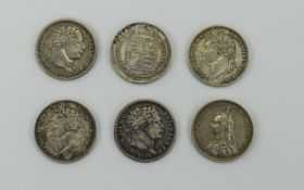 A Very Good Collection of George III Silver Shillings and Victorian Silver Shillings, Date 1817,