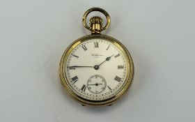 Waltham Nice Quality Gold Plated Open Faced Pocket Watch. Circa 1920's.