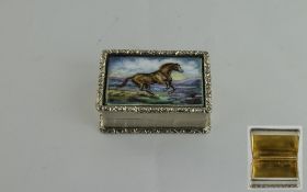 Elizabeth II Very Fine Silver Pill Box with Gilt Interior.