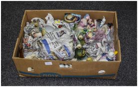 Box Of Misc Pottery, Comprising Ornaments, Figures, Vases,