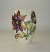 Moorcroft - Ovoid Shaped Vase ' Dahlia ' Design on Cream Ground. Signed to Base, Excellent
