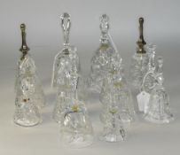 A Good Collection of Cut and Moulded Glass Bells ( 14 ) Bells In Total. Assorted Sizes and