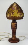 20th Century Stylish Cameo Glass Table Lamp. Mushroom Form, Marked Galle. Sands 25 Inches High.