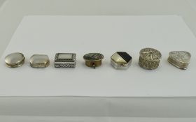 A Collection of Nice Quality and Vintage Miniature and Small Silver Pillboxes ( 7 ) In Total.