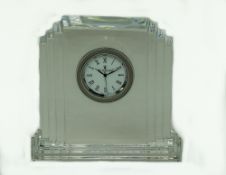 Waterford - Art Deco Style Cut Crystal Small Table Clock. Marked Waterford. 3.