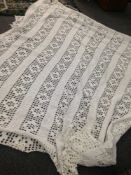 Very Large Heavy Textured Cream/White Crocheted Bed Cover, Late 19th Early 20thC
