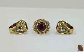 American 10ct Gold Stone Set College Ring, Reads Knights of Columbus to Mount,