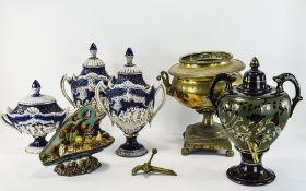 Mixed Lot Of Collectables Comprising A Brass Samovar (Cover Missing,