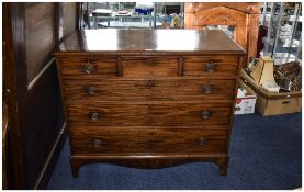 19thC Mahogany Chest Of Drawers, Three Short Over Three Long Graduating Drawers, Raised On Bracket