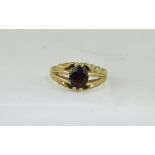 9ct Gold Gypsy Set Single Stone Garnet Dress Ring. Fully Hallmarked. Ring Size P. 4.6 grams.