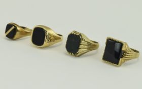 Gents 9ct Gold Stone Set Dress Rings ( 4 ) In Total. All Fully Hallmarked and In Good Condition.
