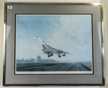 British Airways Concorde Interest, Gerald Coulson Signed Print 18 x 23 Inches, Glazed And Framed.