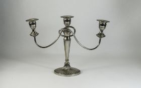 Three Light Silver Plated Candelabrum Height 11 Inches