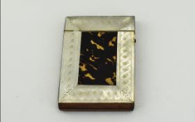 Antique Tortoise Shell and Mother of Pearl Card Case with later added base. 4.25 inches high and 3.