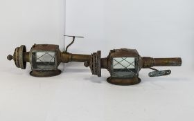 Two Copper Carriage Coach lantern/Lamps